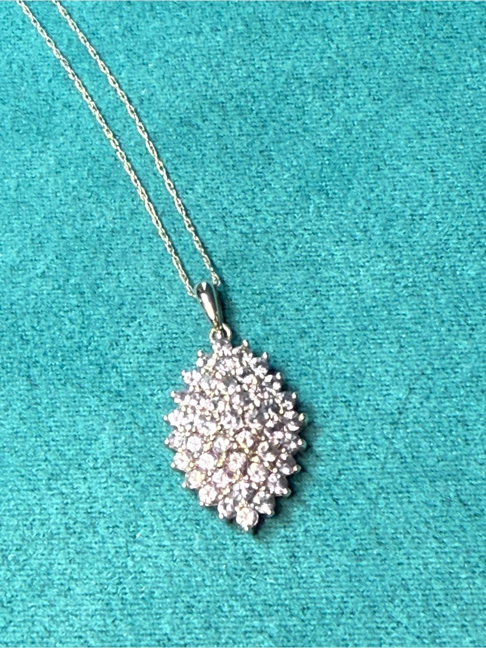 10K Gold Tanzanite Cluster Pendant Necklace White Gold Blue Violet Gemstones - Picture 5 of 9